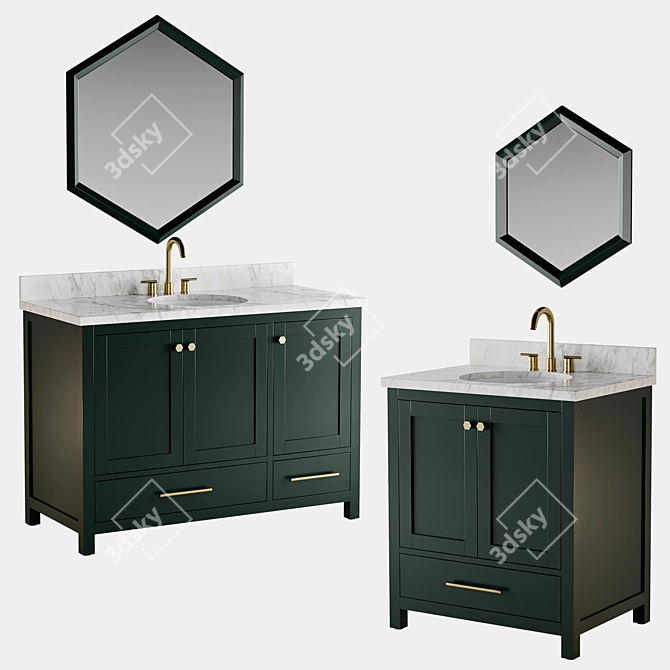 Luxury Mahogany Vanity - Elegant and Space-saving 3D model image 1