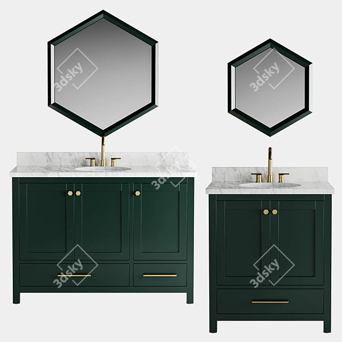 Luxury Mahogany Vanity - Elegant and Space-saving 3D model image 2