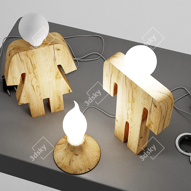 Modern Fire Lamp with Built-in Outlet 3D model image 2