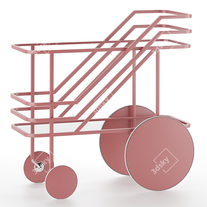 Sleek Steel & Glass Food Trolley 3D model image 1