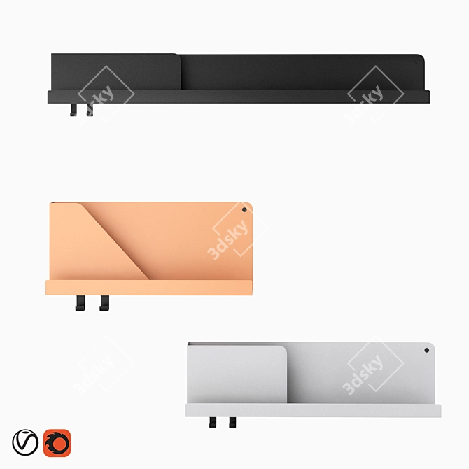 Minimalist Folded Shelves by Muuto 3D model image 1