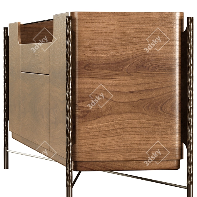Elegant Shanghai Walnut Sideboard 3D model image 2