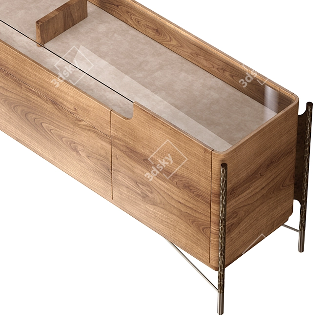 Elegant Shanghai Walnut Sideboard 3D model image 3
