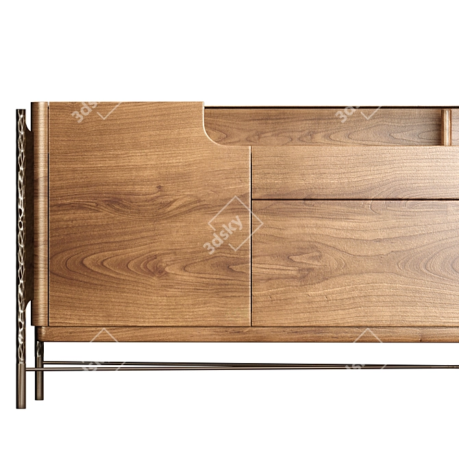Elegant Shanghai Walnut Sideboard 3D model image 4