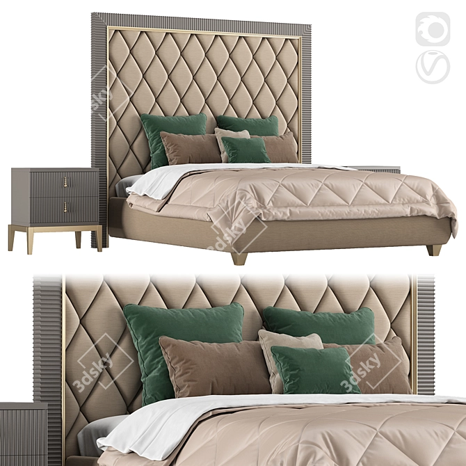 Cavio Casa Gatsby Bed with Sydney Bedside Table 3D model image 1