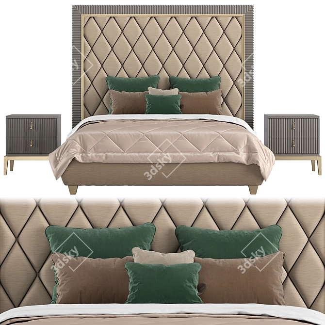 Cavio Casa Gatsby Bed with Sydney Bedside Table 3D model image 2