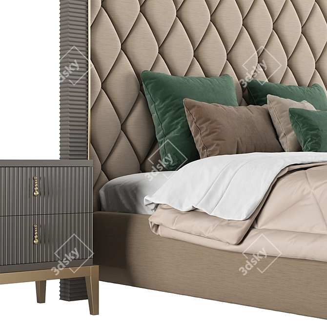 Cavio Casa Gatsby Bed with Sydney Bedside Table 3D model image 4