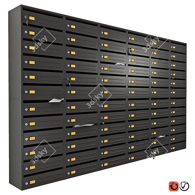 Wall Mounted Mailbox - Stylish and Functional 3D model image 1