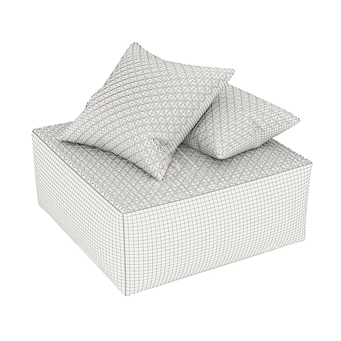 Natural Jute Square Pouf 3D model image 3