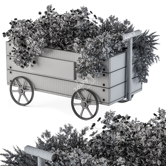 Rustic Plant Cart: Natural Charm 3D model image 5