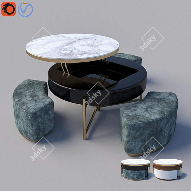 Elegant Chaji Coffee Table 3D model image 7