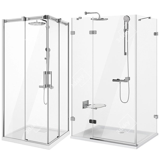 Ravak and Radaway Shower Cabin Set 3D model image 2