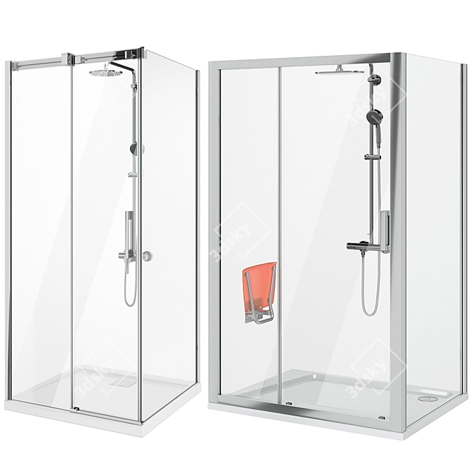 Ravak and Radaway Shower Cabin Set 3D model image 3