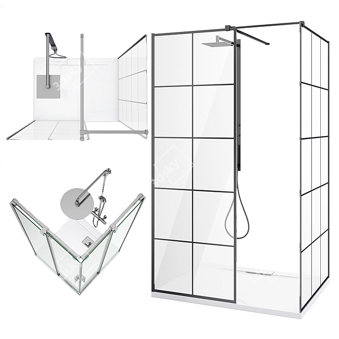 Ravak and Radaway Shower Cabin Set 3D model image 4