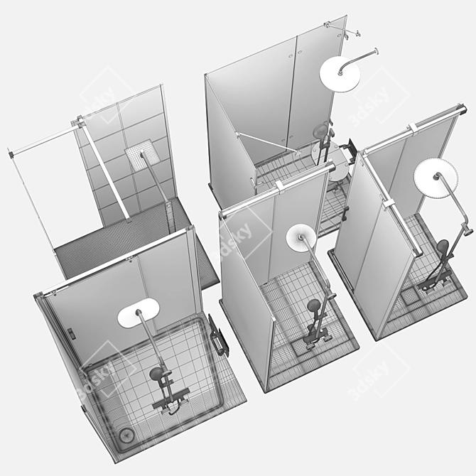 Ravak and Radaway Shower Cabin Set 3D model image 5