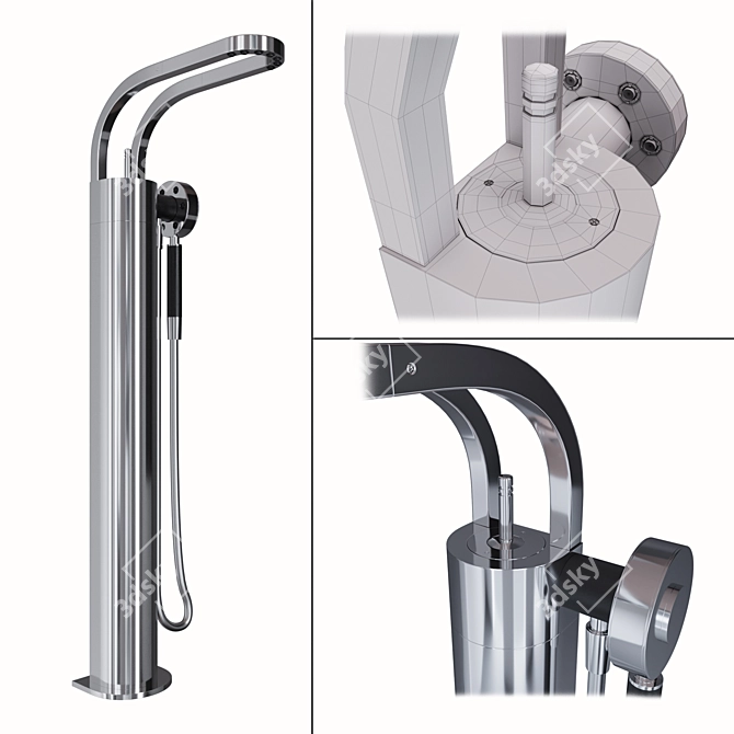 Philo 7003 Floor Mounted Mixer 3D model image 1