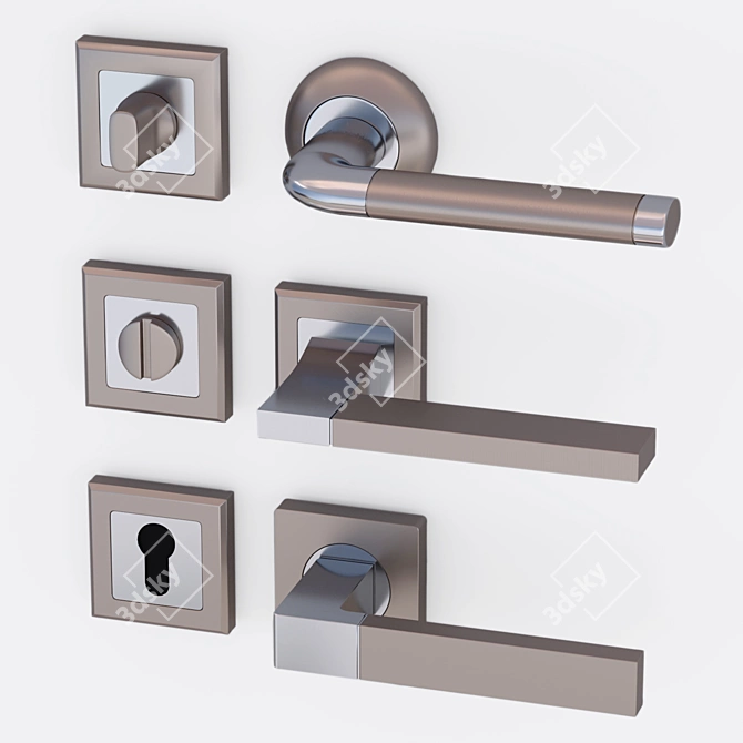 Title: Chrome & Nickel Wrap Door Handles 3D model image 1