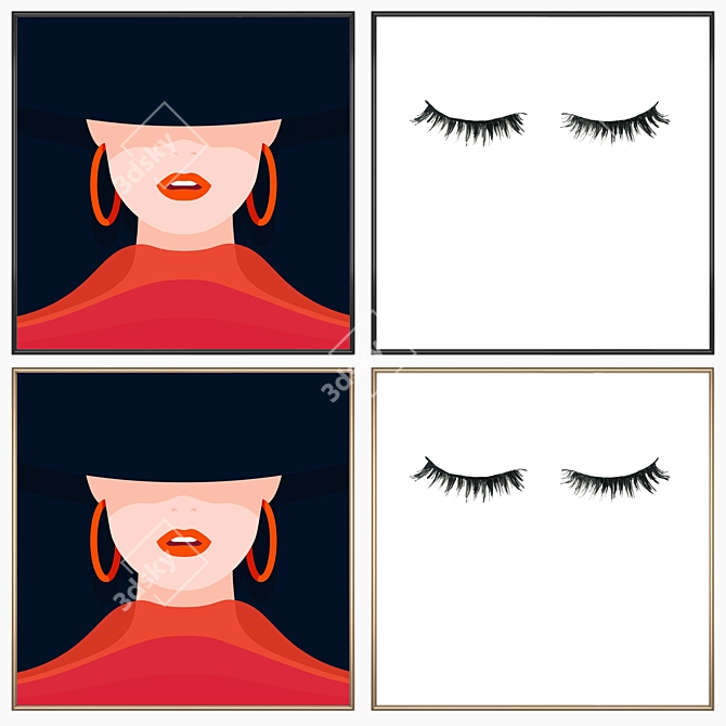 Elegant Frame Set with 2 Paintings 3D model image 2