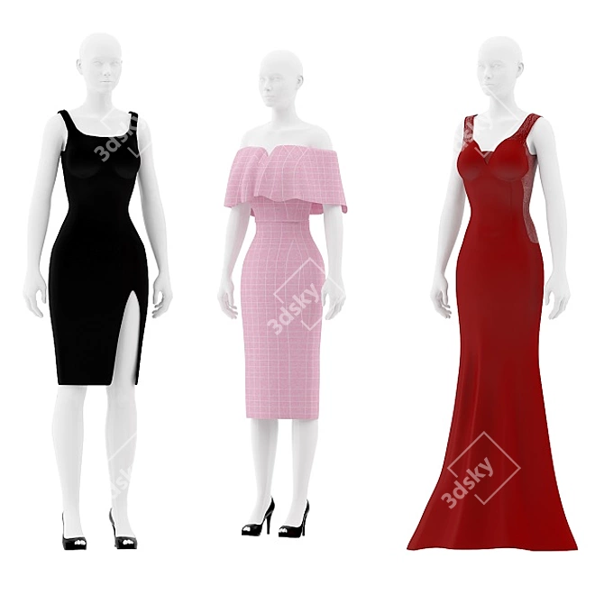 Versatile Collection of Women's Dresses 3D model image 1