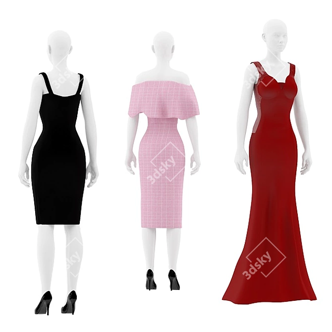 Versatile Collection of Women's Dresses 3D model image 2