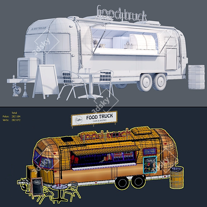 Vintage Airstream Food Truck 3D model image 5
