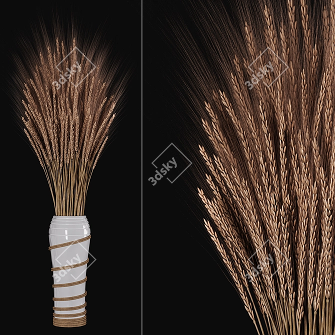 Golden Harvest Wheat Bouquet 3D model image 2