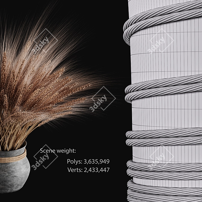 Golden Harvest Wheat Bouquet 3D model image 3