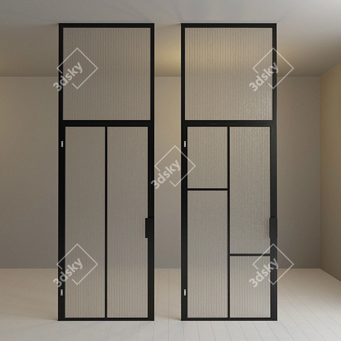Modular Glass Partition: Versatile Design, Metal Frame 3D model image 2