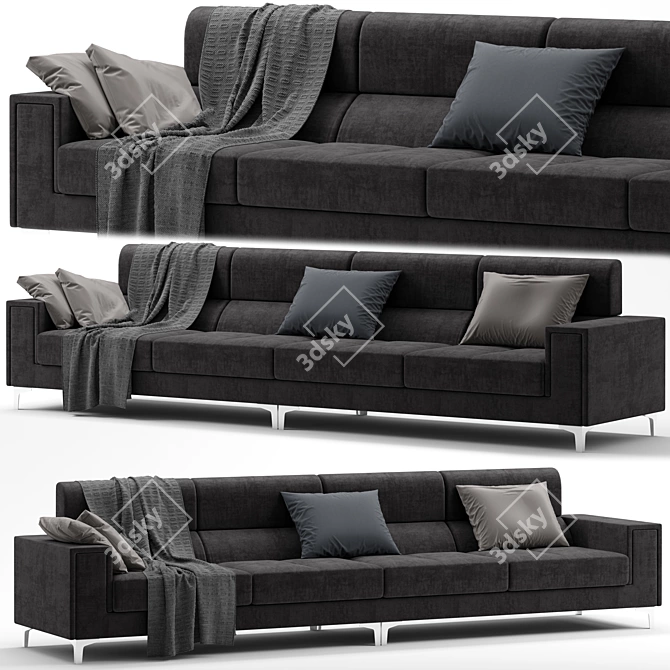 Elegant Jeremy 5/6 Seater Denelli Sofa 3D model image 1