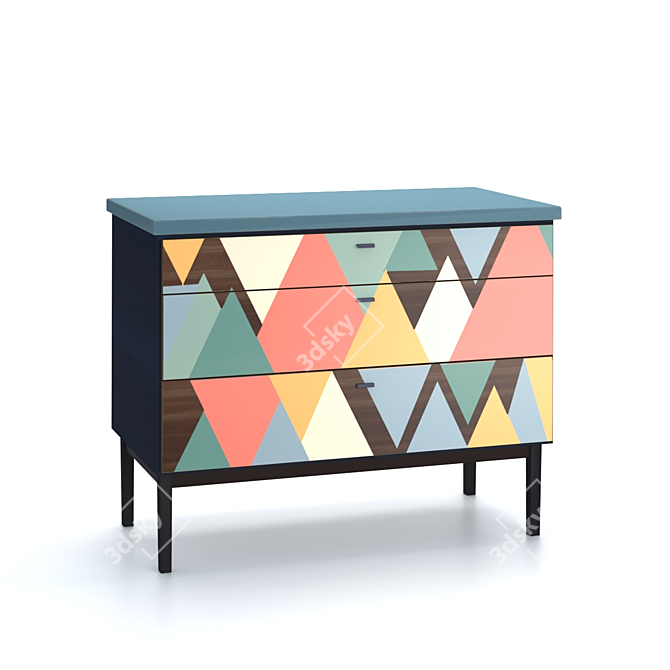 Geometric Wood Dresser 3D model image 1