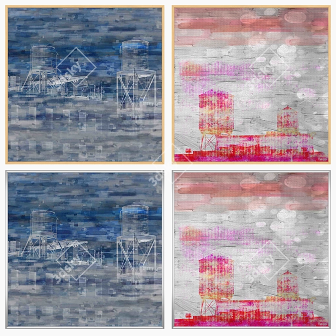 Modern Wall Art Set with Multiple Frames 3D model image 3