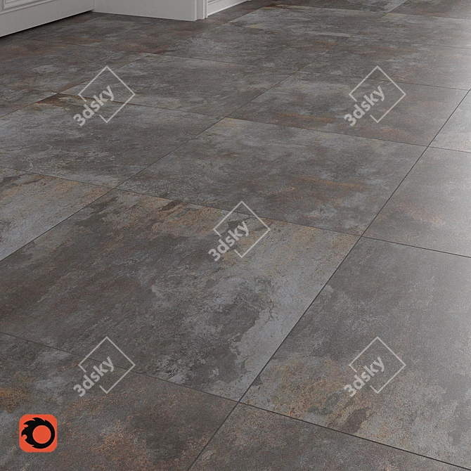 Sleek Metalica Floor Tiles 3D model image 2