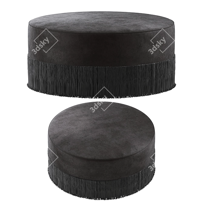 Boho Fringe Pouf 3D model image 1