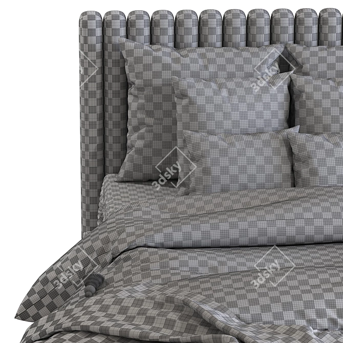 Title: Soft Headboard Bed in 5 Colors 3D model image 5