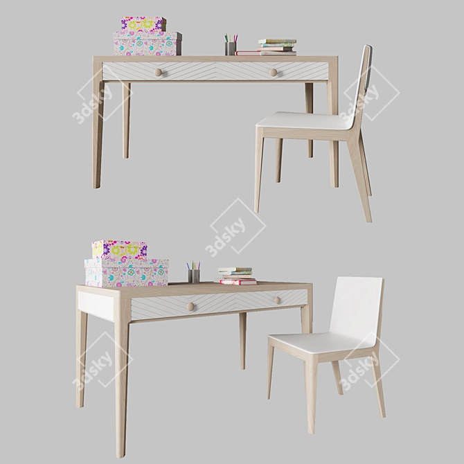 Sleek Modern Desk: Wood Story 3D model image 1