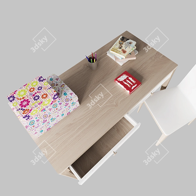 Sleek Modern Desk: Wood Story 3D model image 2