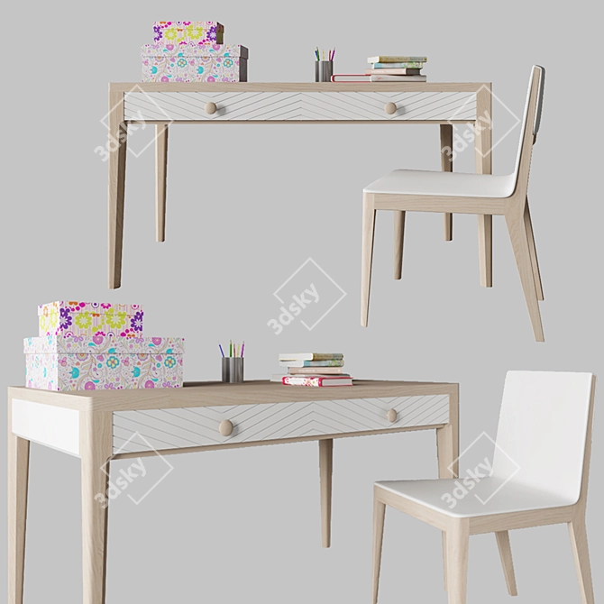 Sleek Modern Desk: Wood Story 3D model image 4