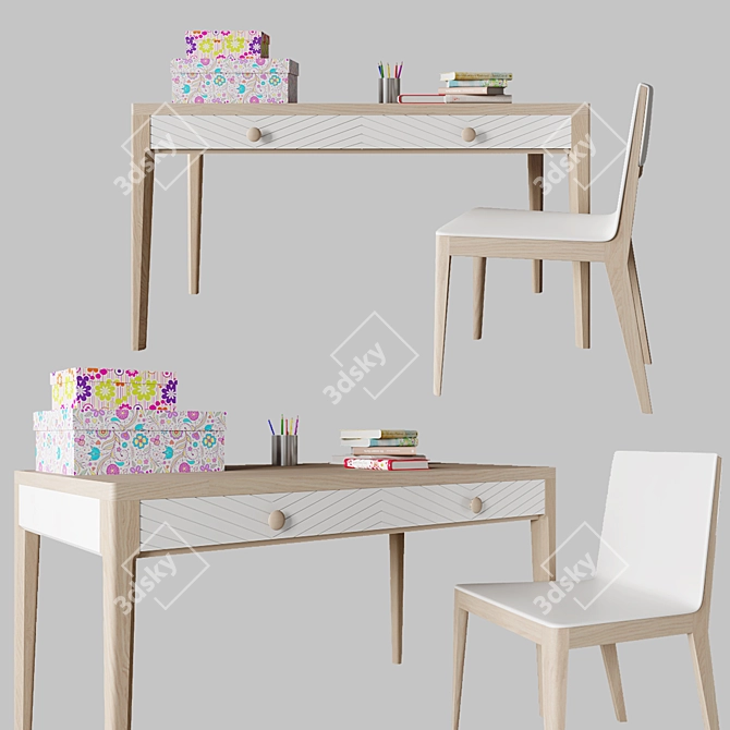 Sleek Modern Desk: Wood Story 3D model image 7