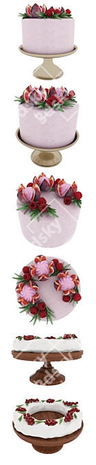 Delicious Fruit Berry Cake Collection 3D model image 6