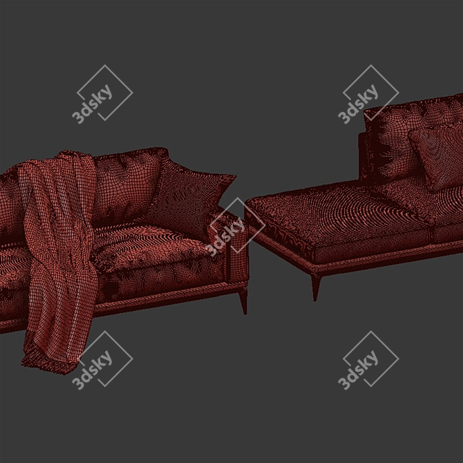 Cleveland Linen Sofa: Streamlined Mid-Century Modern Design 3D model image 4