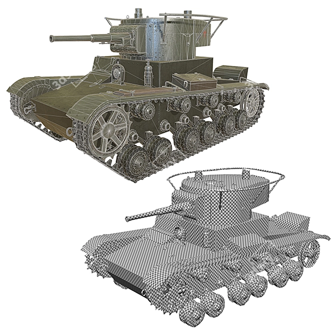 Soviet Tank T-26 Replica 3D model image 3