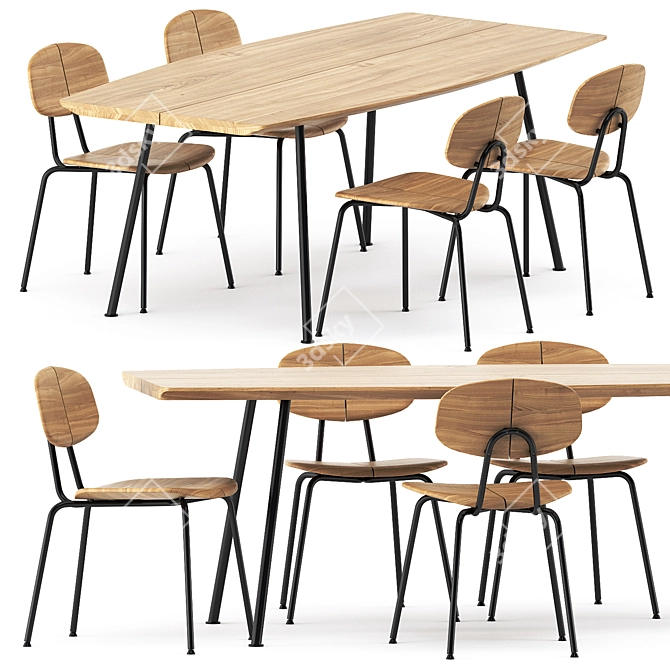 Sleek Agave Dining Set 3D model image 1