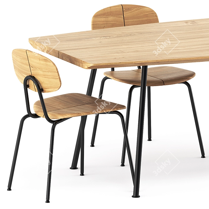 Sleek Agave Dining Set 3D model image 2