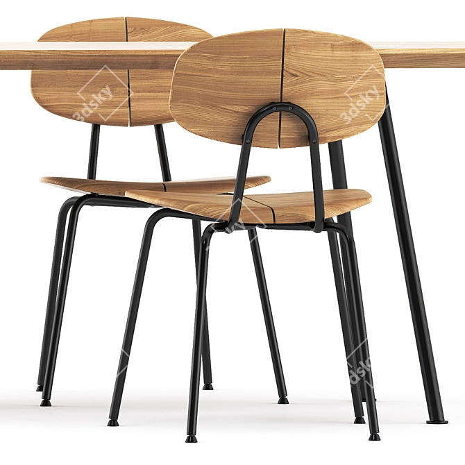 Sleek Agave Dining Set 3D model image 3