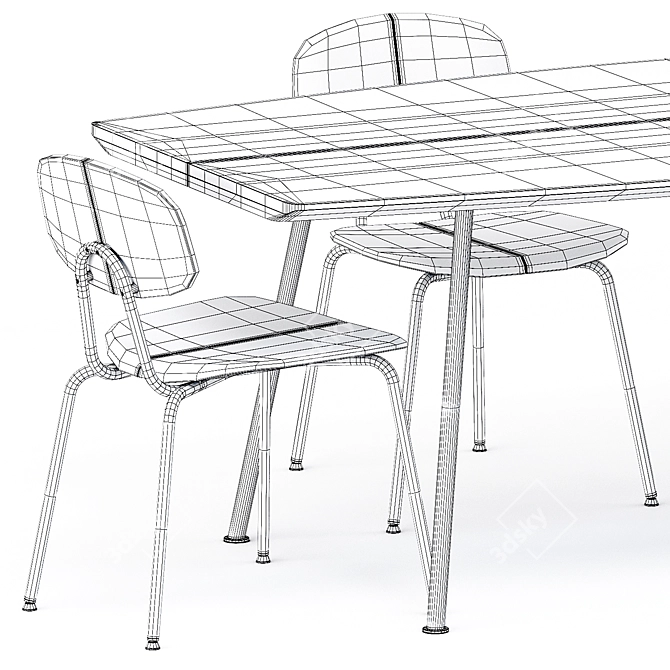 Sleek Agave Dining Set 3D model image 5