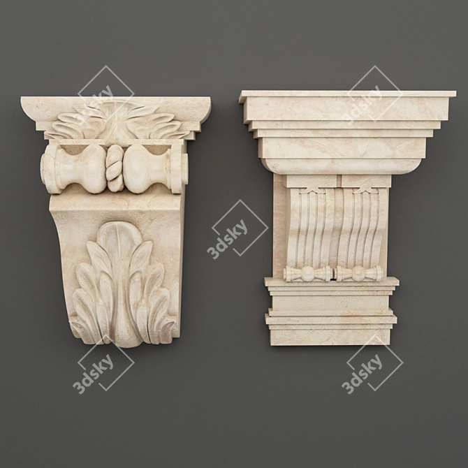 Elegant Facade Decor Ornament 3D model image 2