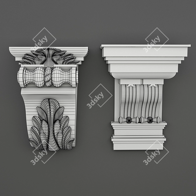 Elegant Facade Decor Ornament 3D model image 4