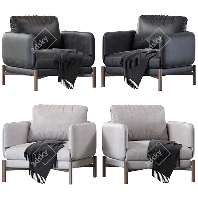 Elegant French JULES Armchair 3D model image 1