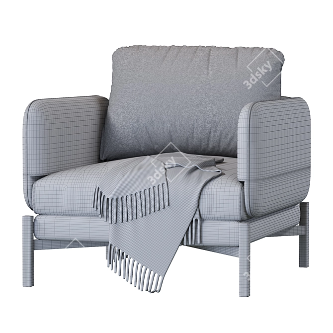 Elegant French JULES Armchair 3D model image 4