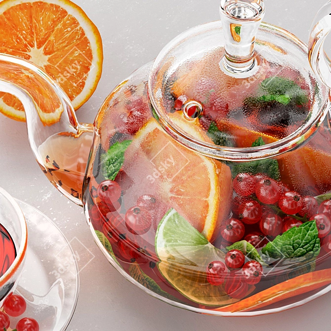 Berry Mint Fruit Tea 3D model image 2